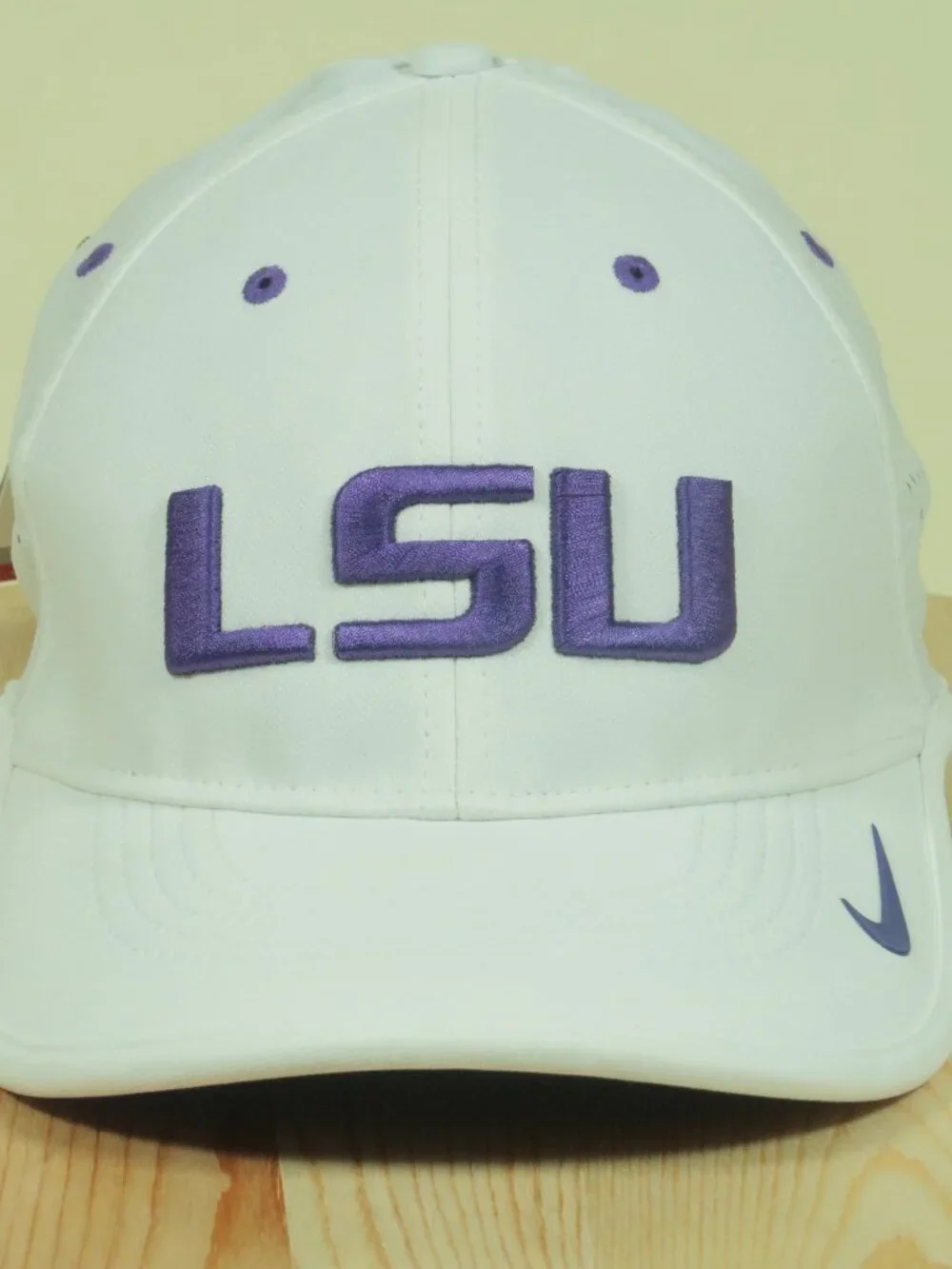 Nike LSU Tigers Hat Mens White Purple Legacy 91 Dri Fit Perforated New